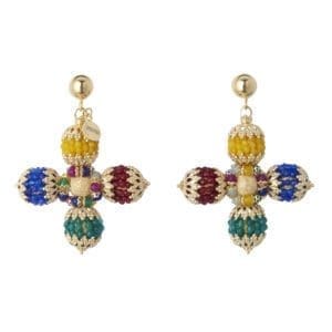 SORU Agate Cross Multi-Coloured Pastel Agate Cross Earrings £265