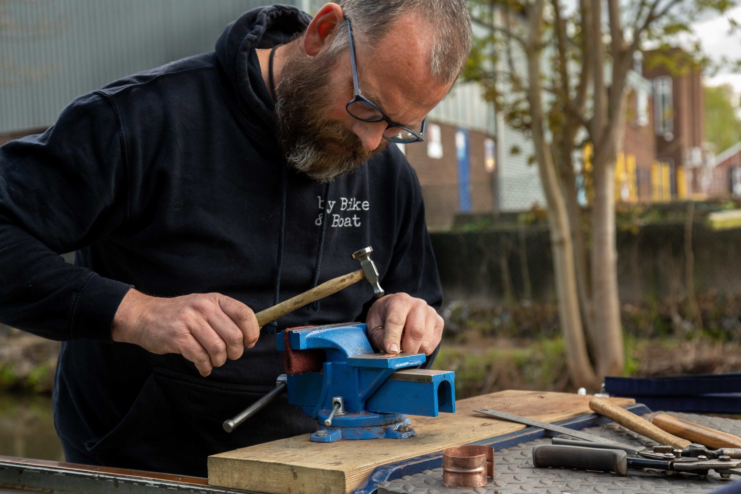 Making jewellery on a narrowboat