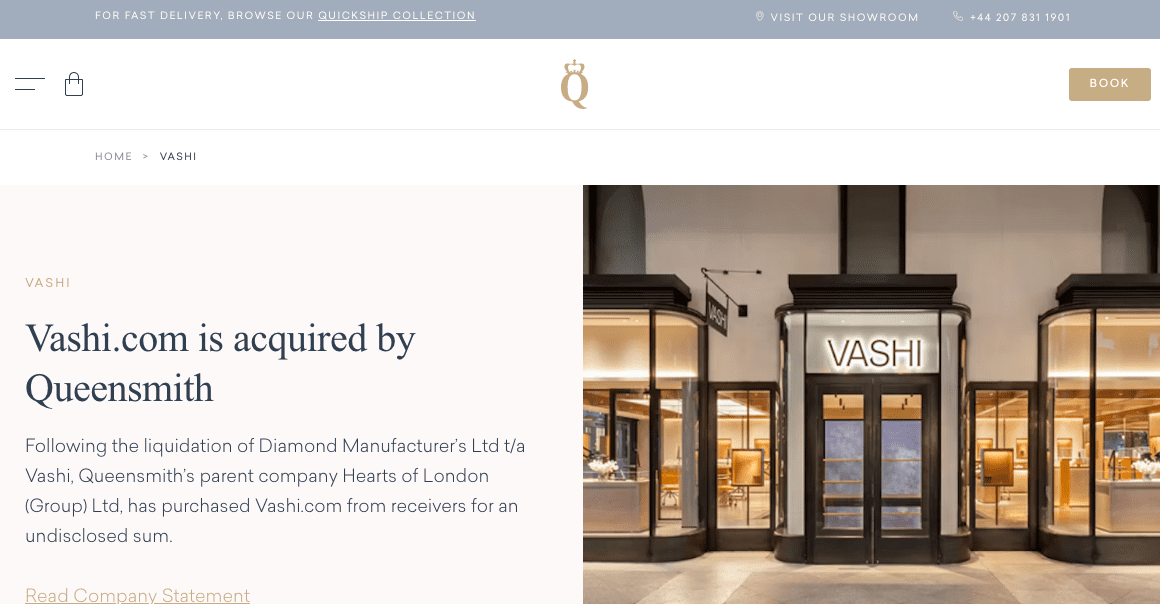 Queensmith acquires Vashi.com domain